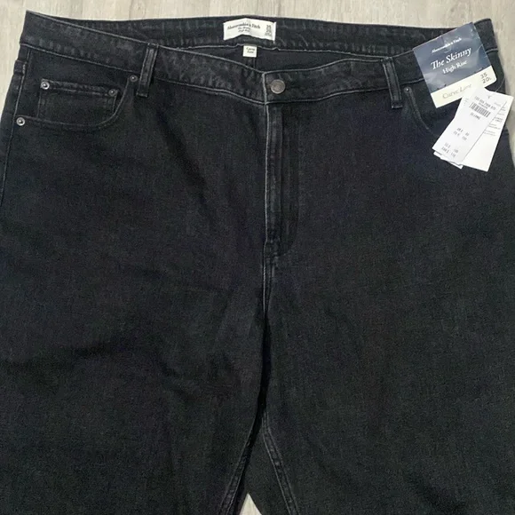 NWT Abercrombie & Fitch LONG The Skinny High Rise Curve Love Slit Ankle - Picture 2 of 10